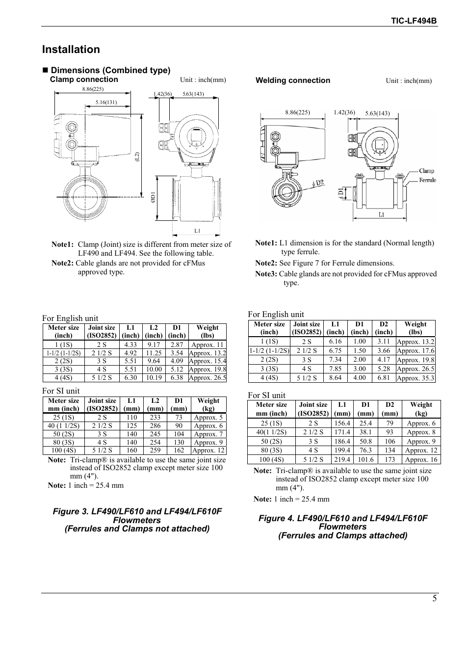 Installation | Toshiba Sanitary Electromagnetic Flowmeter TIC-LF494B User Manual | Page 5 / 16