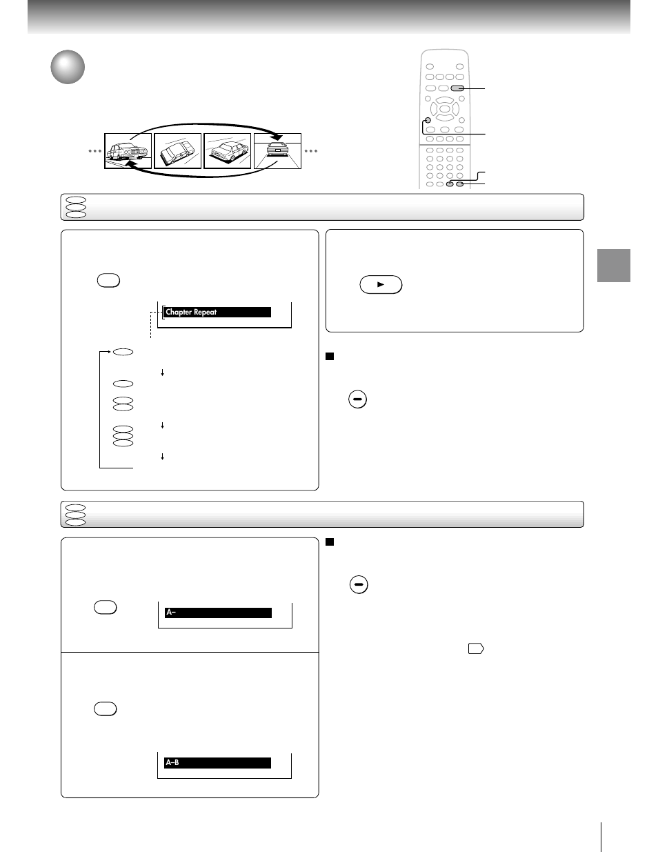 Playing repeatedly, Repeating a title, chapter, or track, Repeating a specific segment | Toshiba SD 2800 User Manual | Page 35 / 61