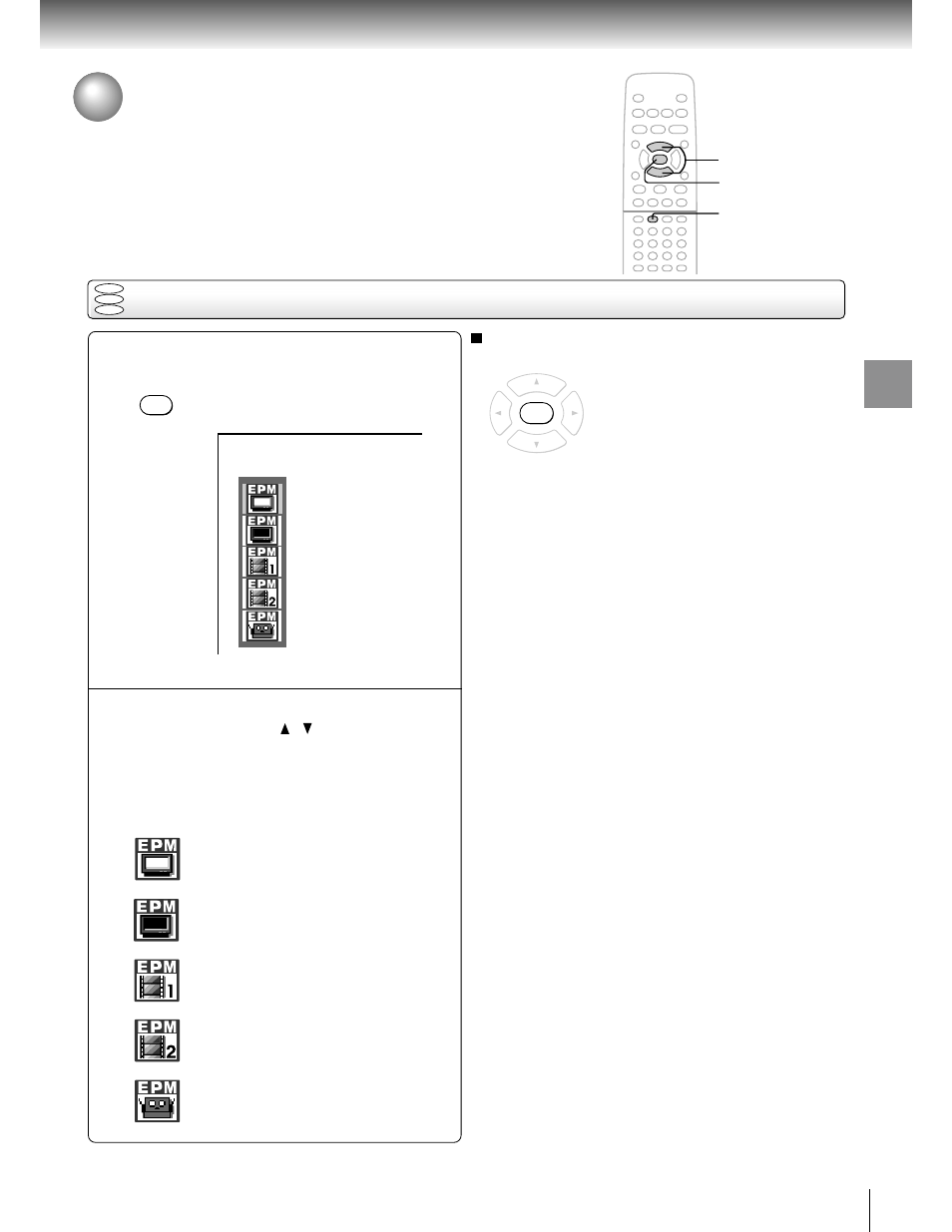 Selecting the picture enhancement, Selecting the picture enhancement (e.p.m.*) | Toshiba SD 2800 User Manual | Page 39 / 61