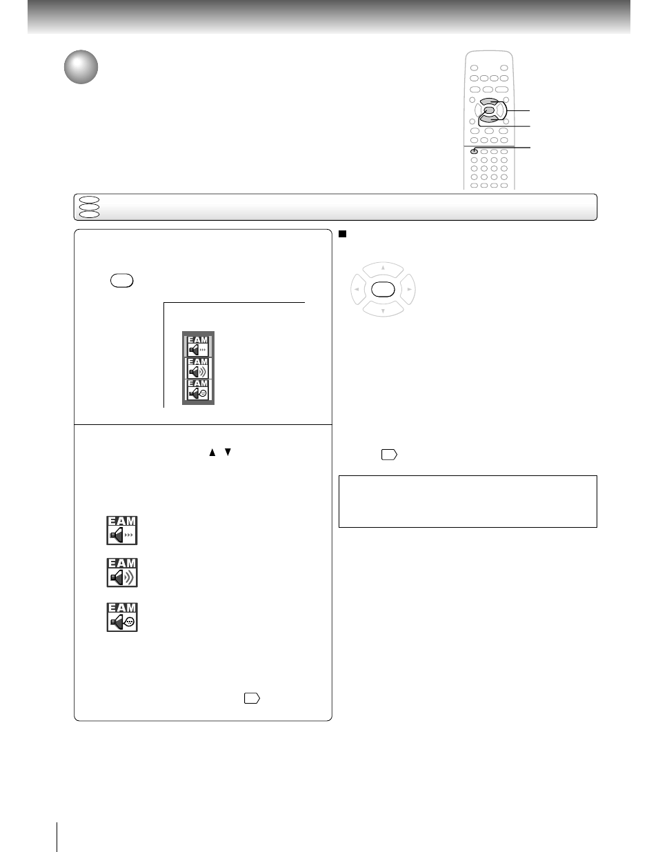 Selecting the sound enhancement, Selecting the sound enhancement (e.a.m.*) | Toshiba SD 2800 User Manual | Page 40 / 61