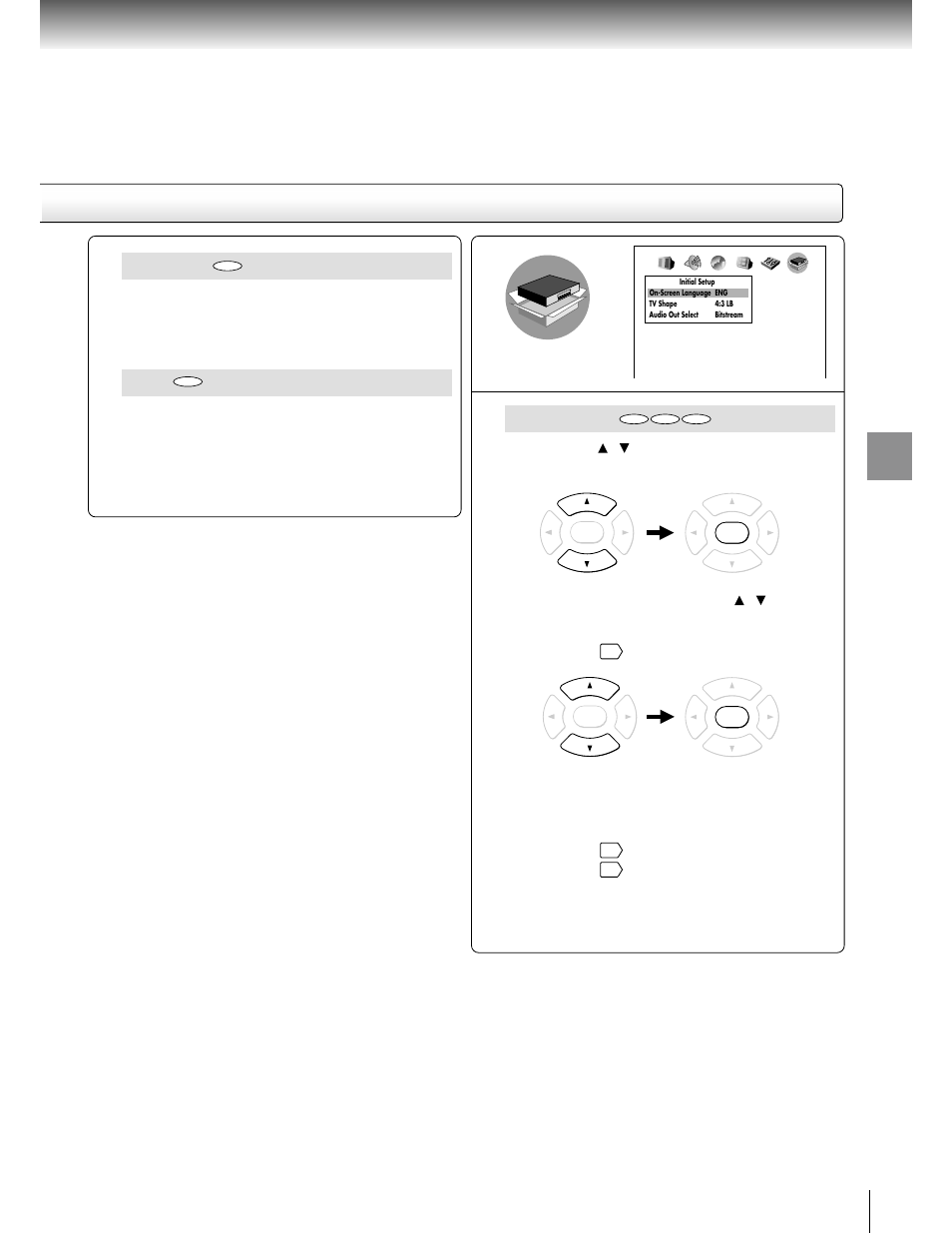 Title stop, Initial setup | Toshiba SD 2800 User Manual | Page 55 / 61