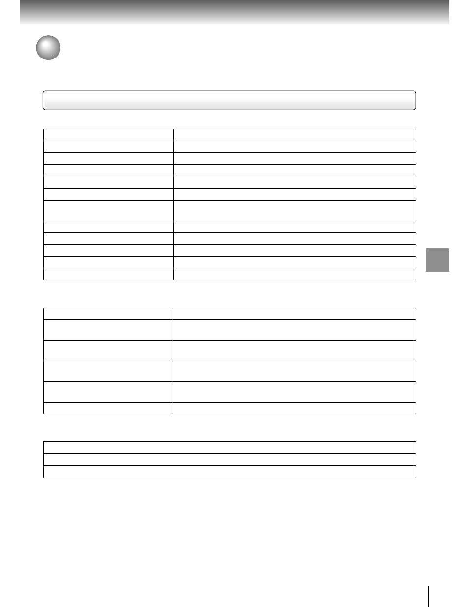 Specifications, Dvd video player / outputs / supplied accessories | Toshiba SD 2800 User Manual | Page 59 / 61