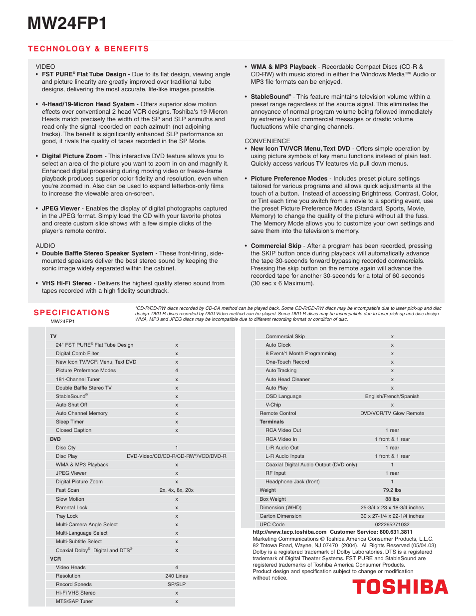 Mw24fp1 | Toshiba MW24FPI User Manual | Page 2 / 2