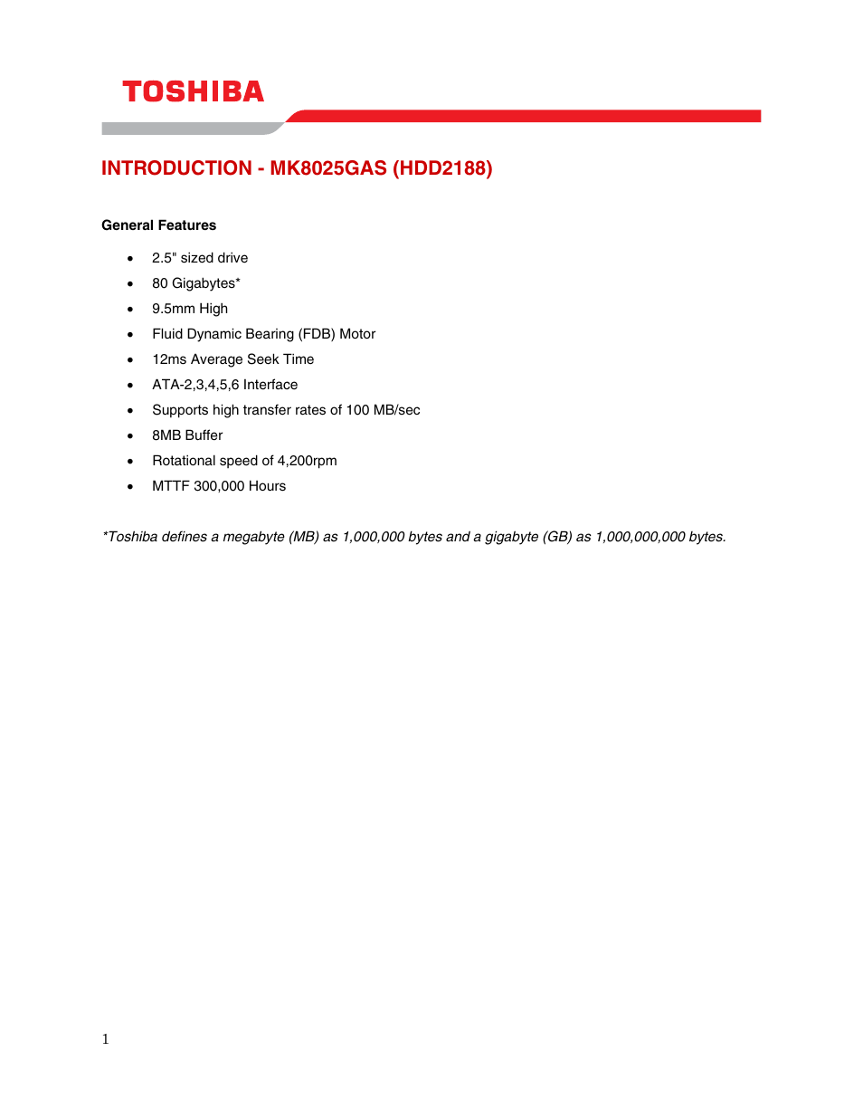 Introduction - mk8025gas (hdd2188) | Toshiba MK8025GAS User Manual | Page 3 / 11