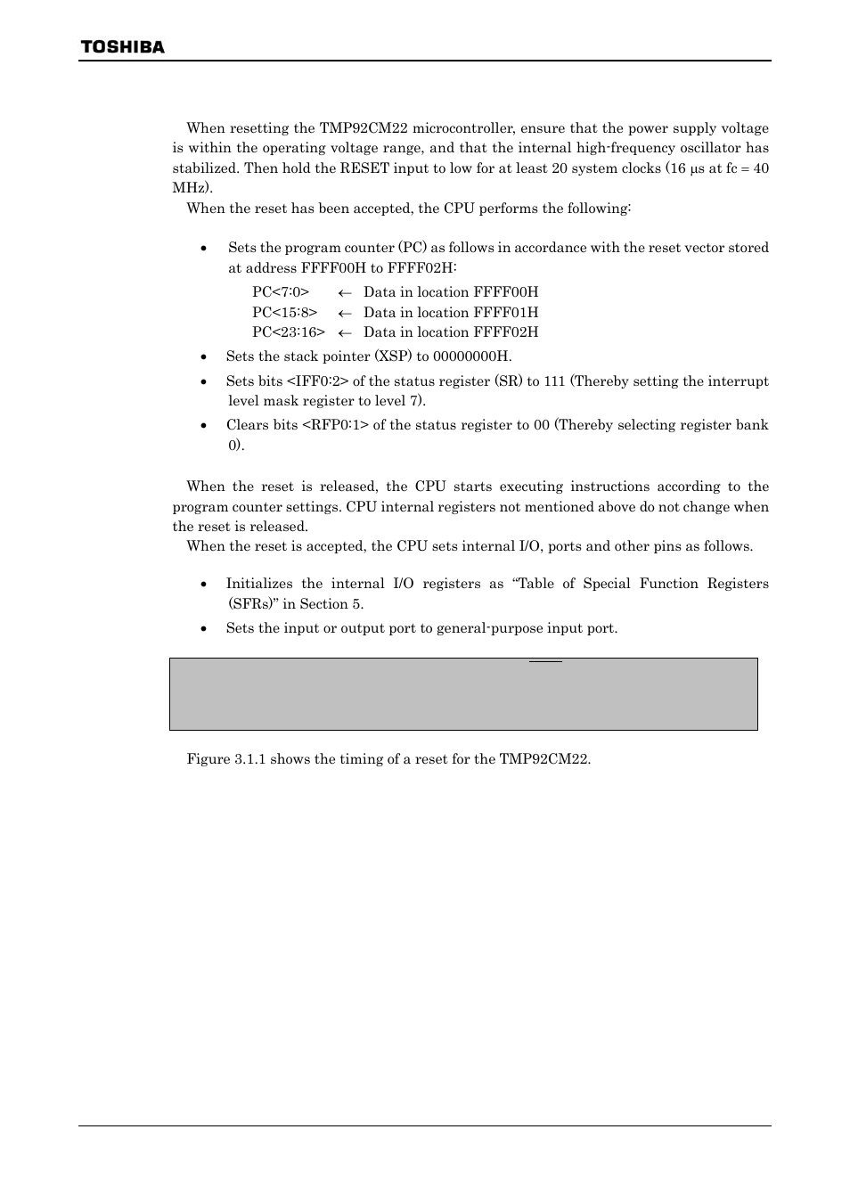 2 reset operation | Toshiba H1 SERIES TLCS-900 User Manual | Page 10 / 260