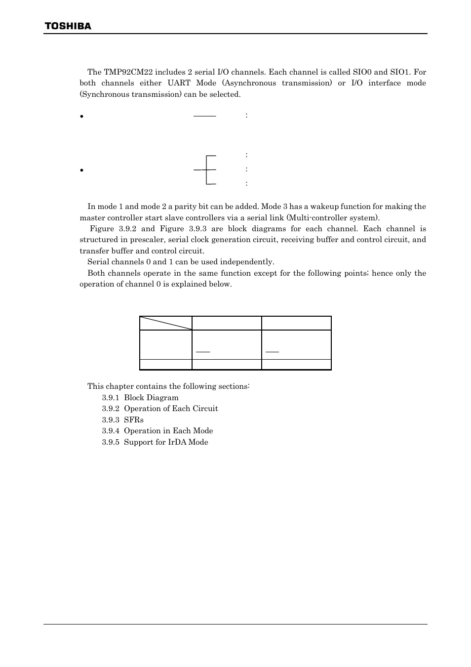 9 serial channels (sio) | Toshiba H1 SERIES TLCS-900 User Manual | Page 143 / 260