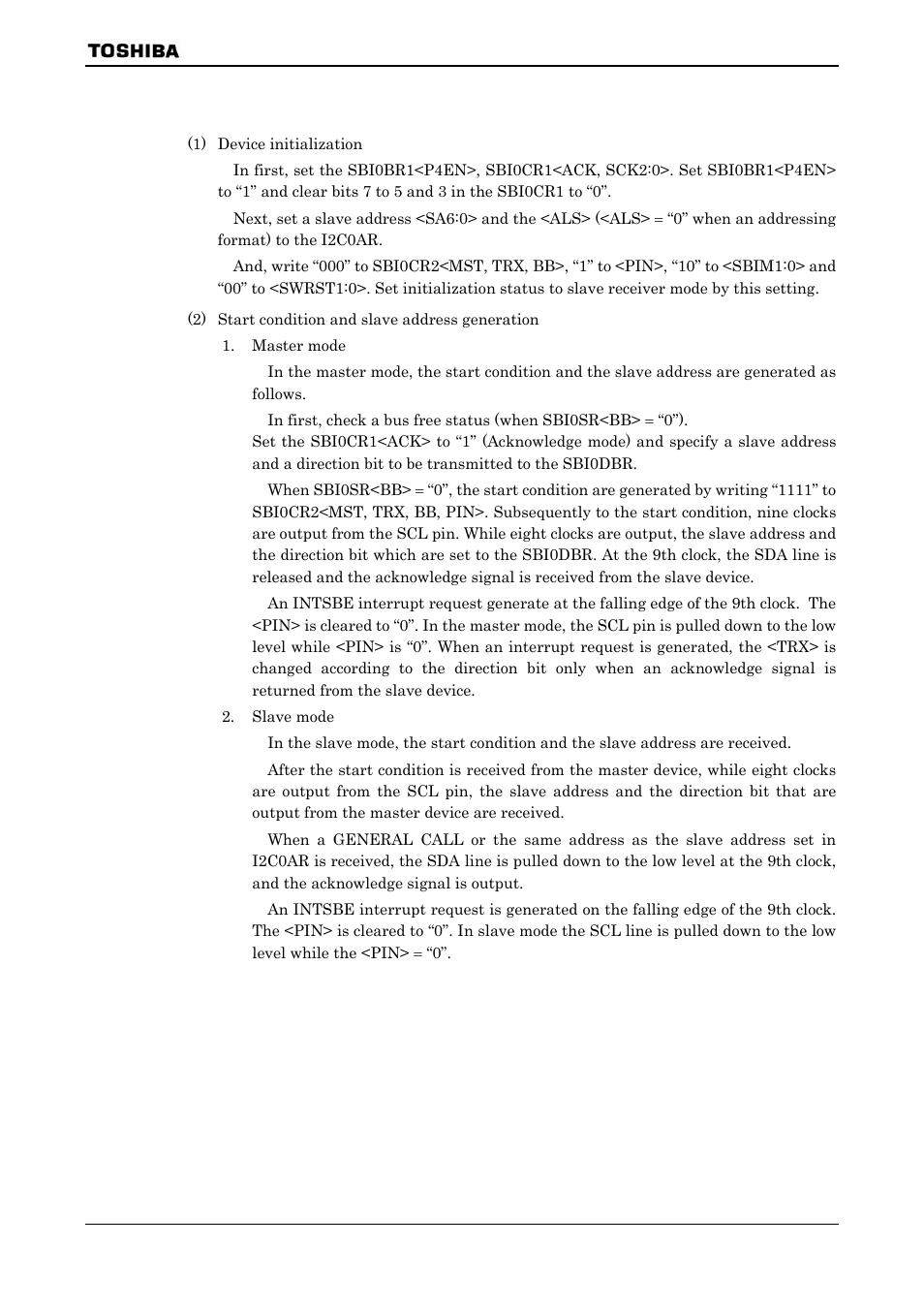 6 data transfer in i2c bus mode | Toshiba H1 SERIES TLCS-900 User Manual | Page 186 / 260