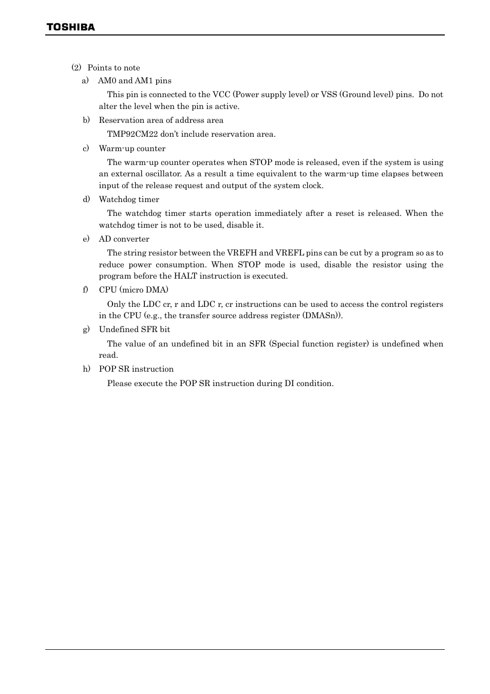 Toshiba H1 SERIES TLCS-900 User Manual | Page 258 / 260
