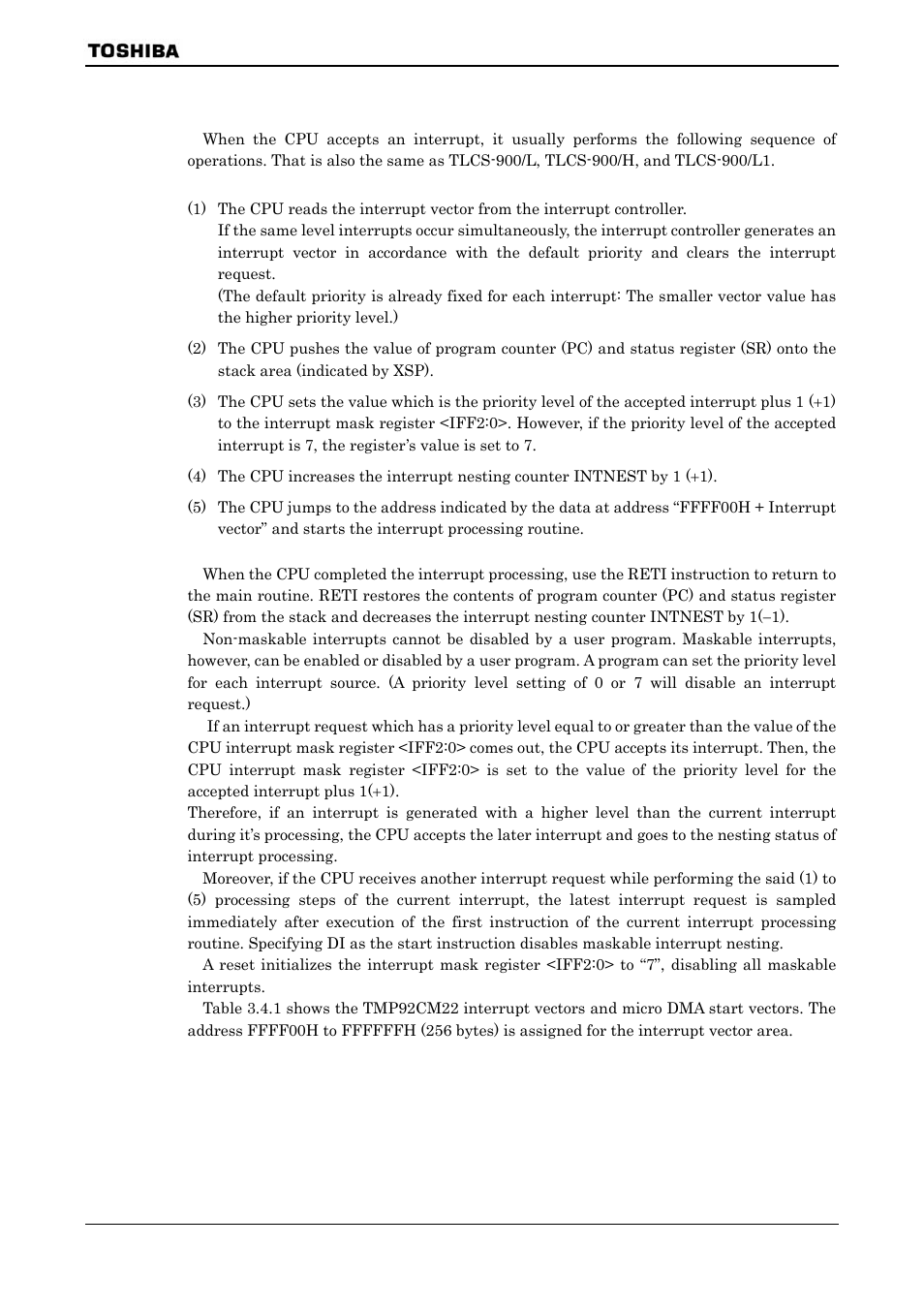 1 general-purpose interrupt processing | Toshiba H1 SERIES TLCS-900 User Manual | Page 33 / 260