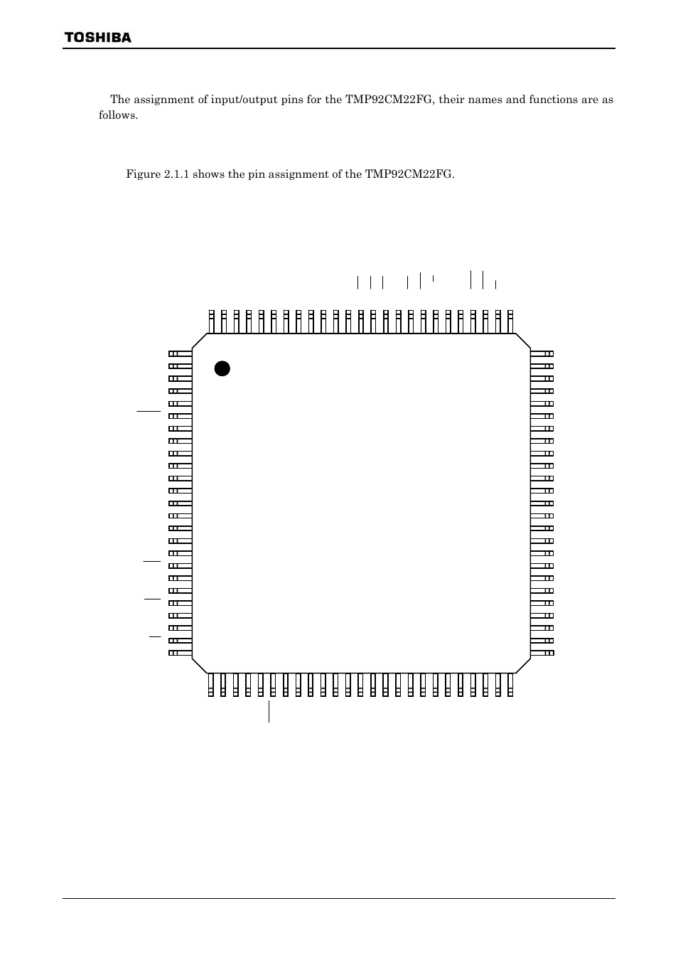 Pin assignment and functions, 1 pin assignment | Toshiba H1 SERIES TLCS-900 User Manual | Page 6 / 260