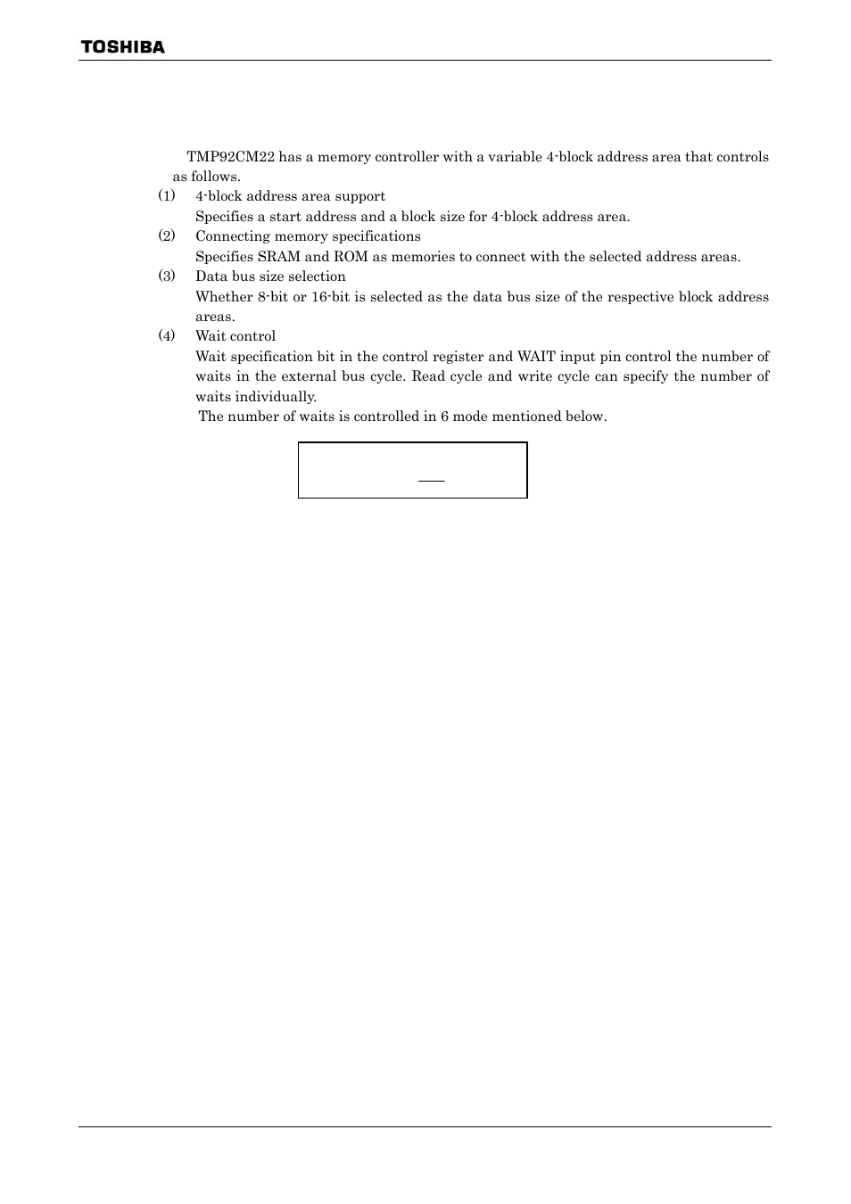 6 memory controller, 1 function | Toshiba H1 SERIES TLCS-900 User Manual | Page 80 / 260