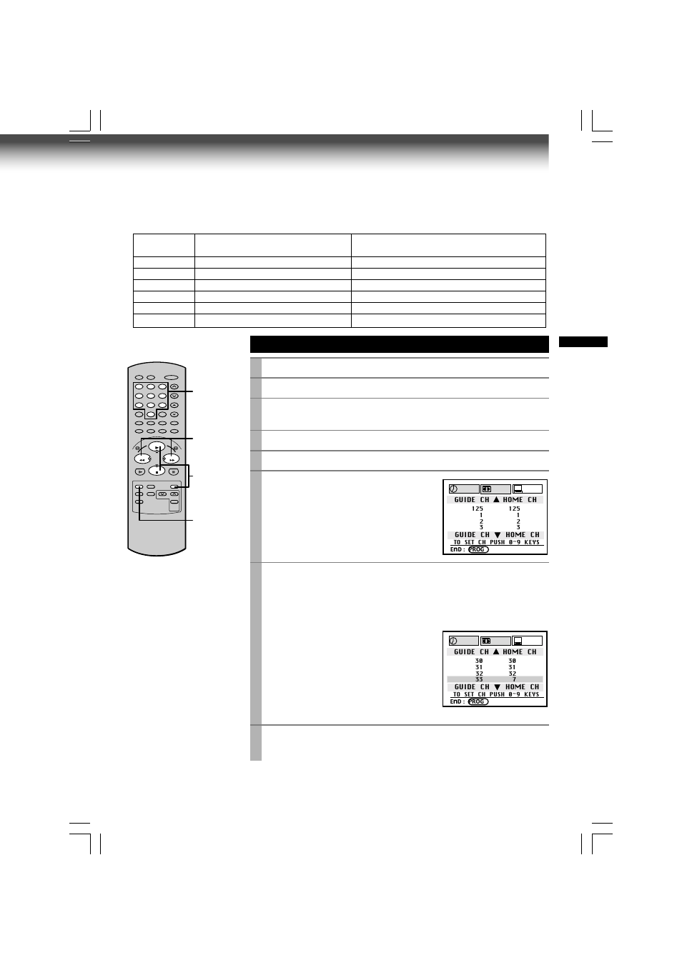 Guide channel setting | Toshiba W-609 User Manual | Page 29 / 47