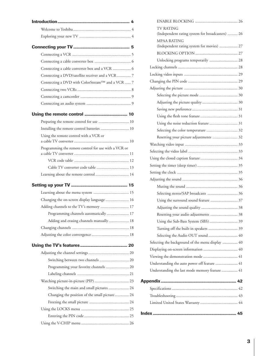 Toshiba 50A10 User Manual | Page 3 / 46