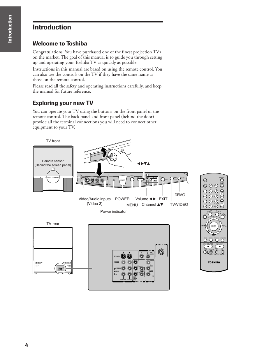 Introduction, Welcome to toshiba, Exploring your new tv | X•zy | Toshiba 50A10 User Manual | Page 4 / 46