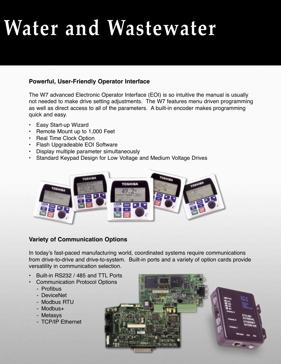 The drive solution for water and wastewater | Toshiba W7 Series User Manual | Page 4 / 6