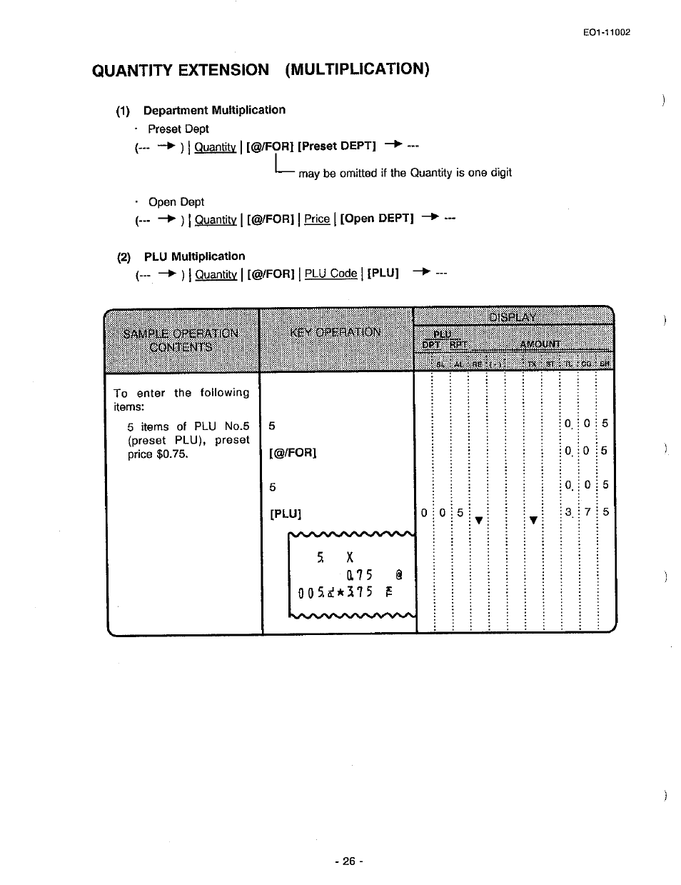 Quantity extension (multiplication) | Toshiba TEC MA-206 User Manual | Page 30 / 78