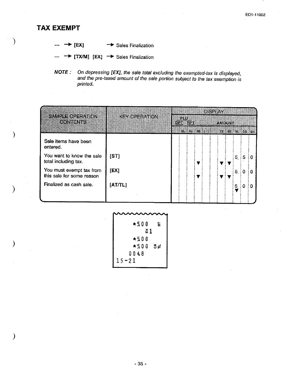 Tax exempt, 0 i o | Toshiba TEC MA-206 User Manual | Page 39 / 78