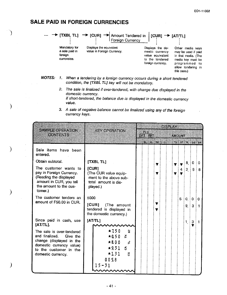 Sale paid in foreign currencies, A 5 0, A o o | L 3 1, 9 i 8 | Toshiba TEC MA-206 User Manual | Page 45 / 78