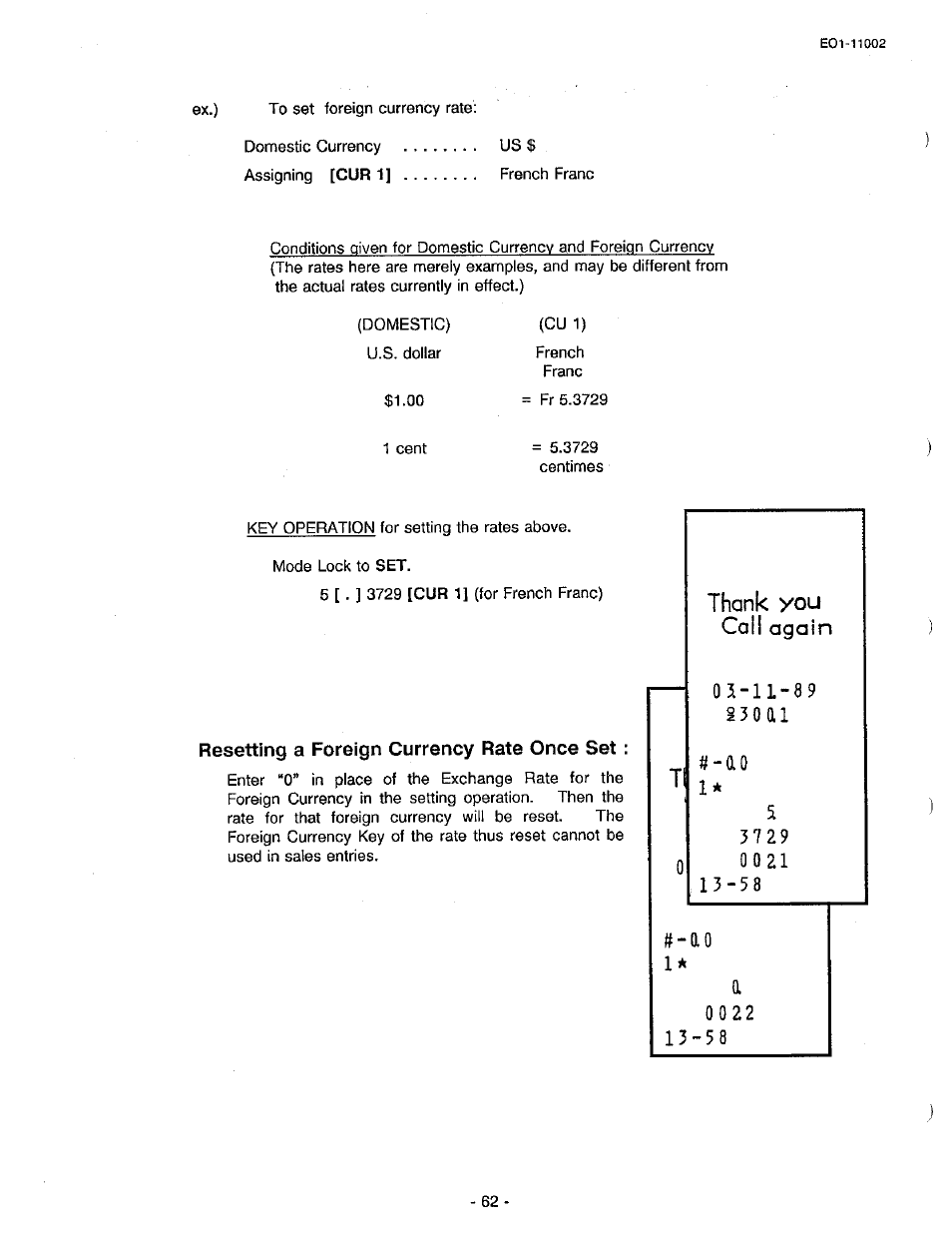 Resetting a foreign currency rate once set | Toshiba TEC MA-206 User Manual | Page 68 / 78