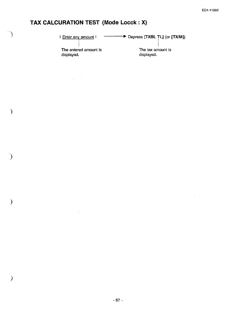 Tax calcuration test (mode locck : x) | Toshiba TEC MA-206 User Manual | Page 71 / 78