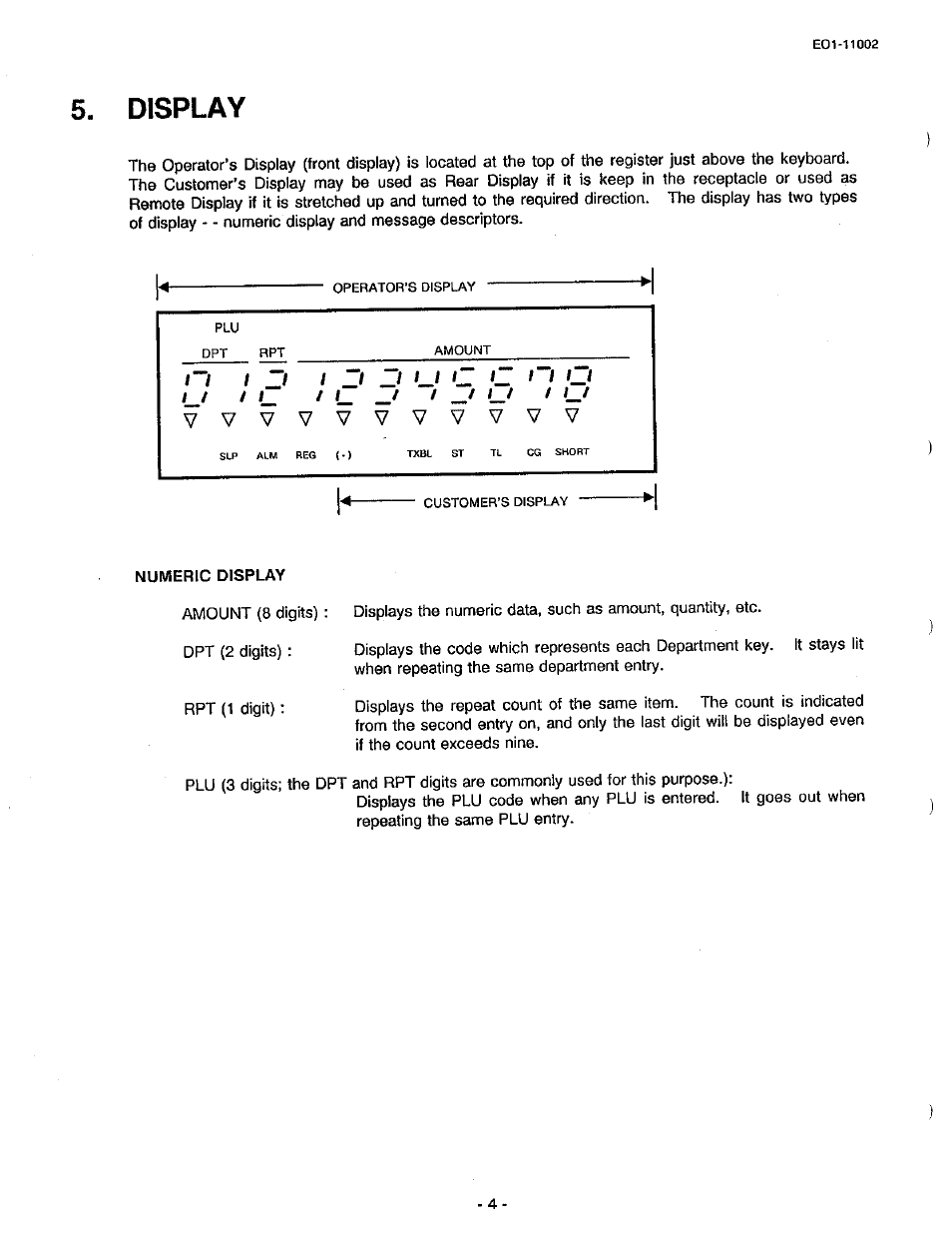 Display | Toshiba TEC MA-206 User Manual | Page 8 / 78