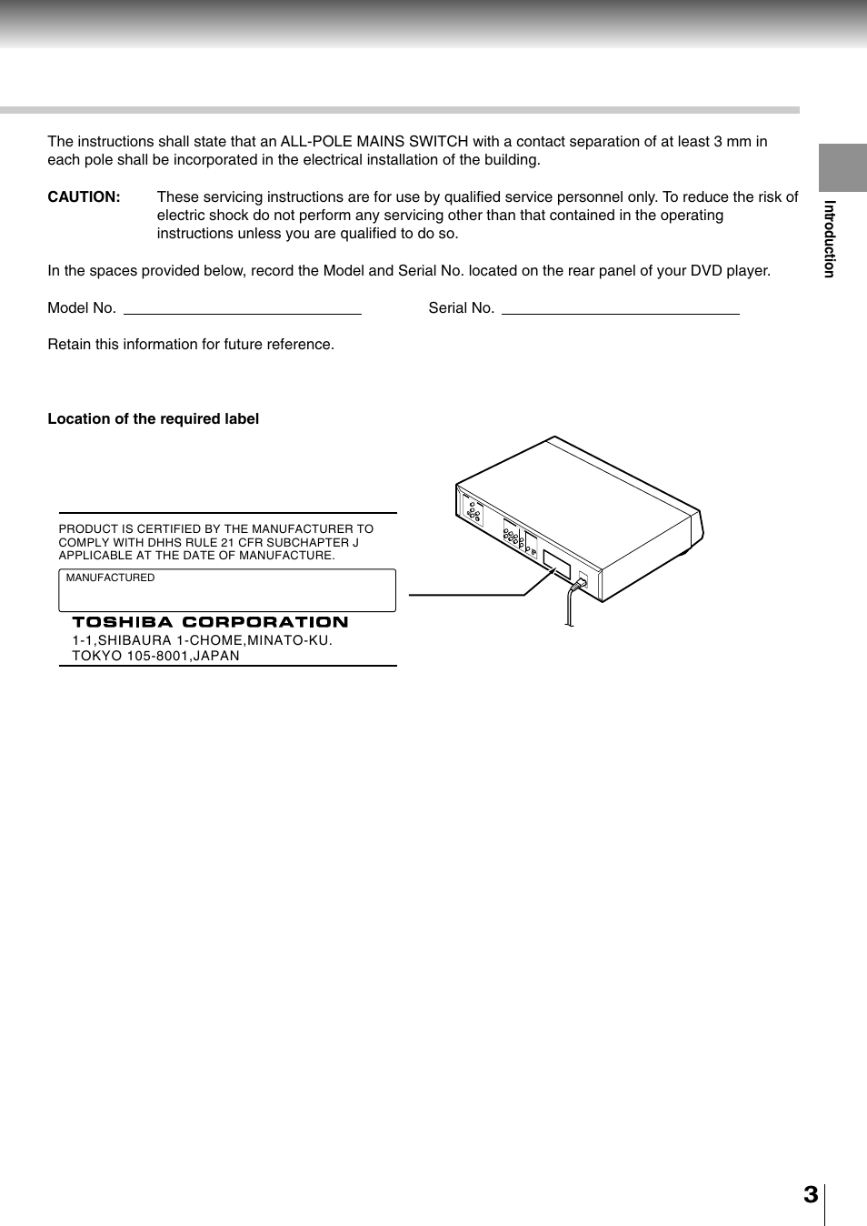 Toshiba SD-4700 User Manual | Page 3 / 68