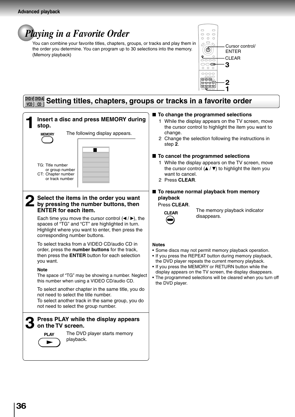 Playing in a favorite order | Toshiba SD-4700 User Manual | Page 34 / 68