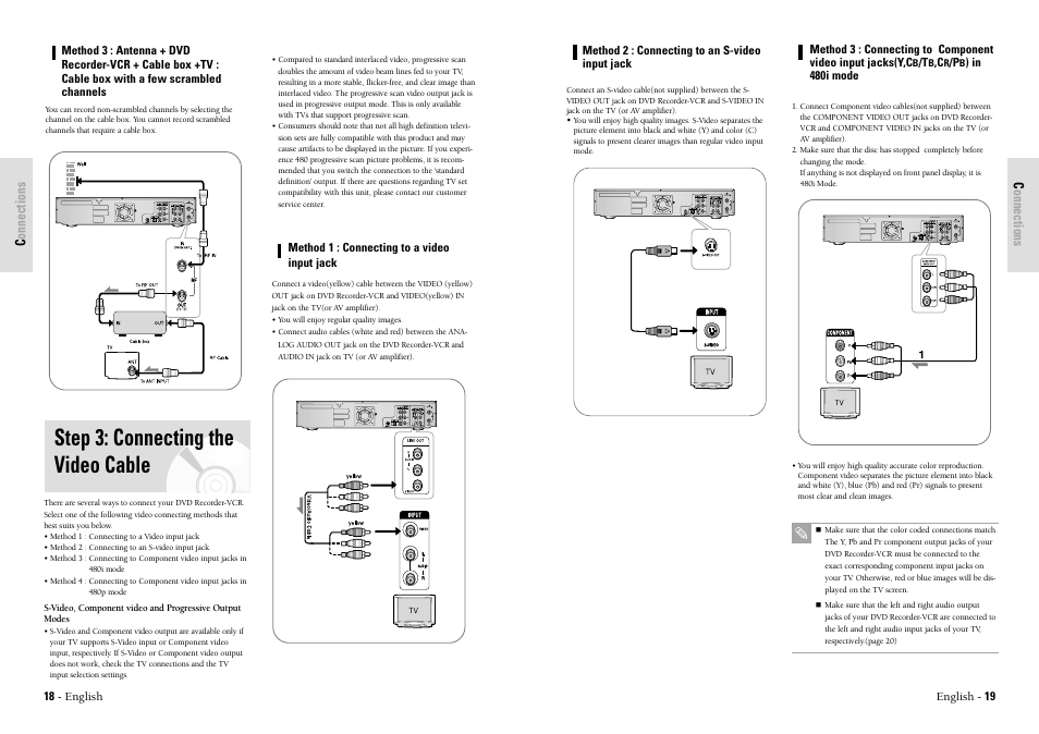 Step 3: connecting the video cable | Toshiba D-VR3SU User Manual | Page 10 / 60