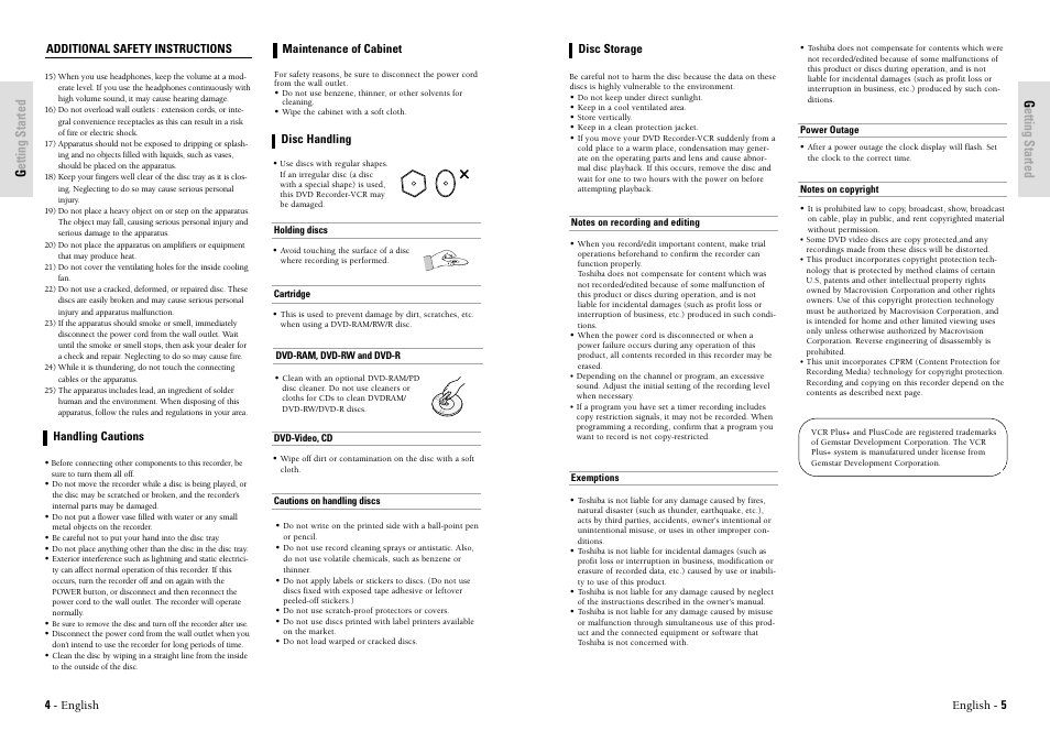 Getting started | Toshiba D-VR3SU User Manual | Page 3 / 60