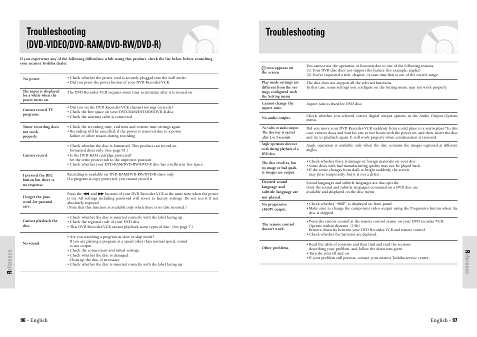 Reference | Toshiba D-VR3SU User Manual | Page 49 / 60