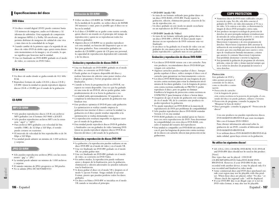 Español | Toshiba D-VR3SU User Manual | Page 54 / 60