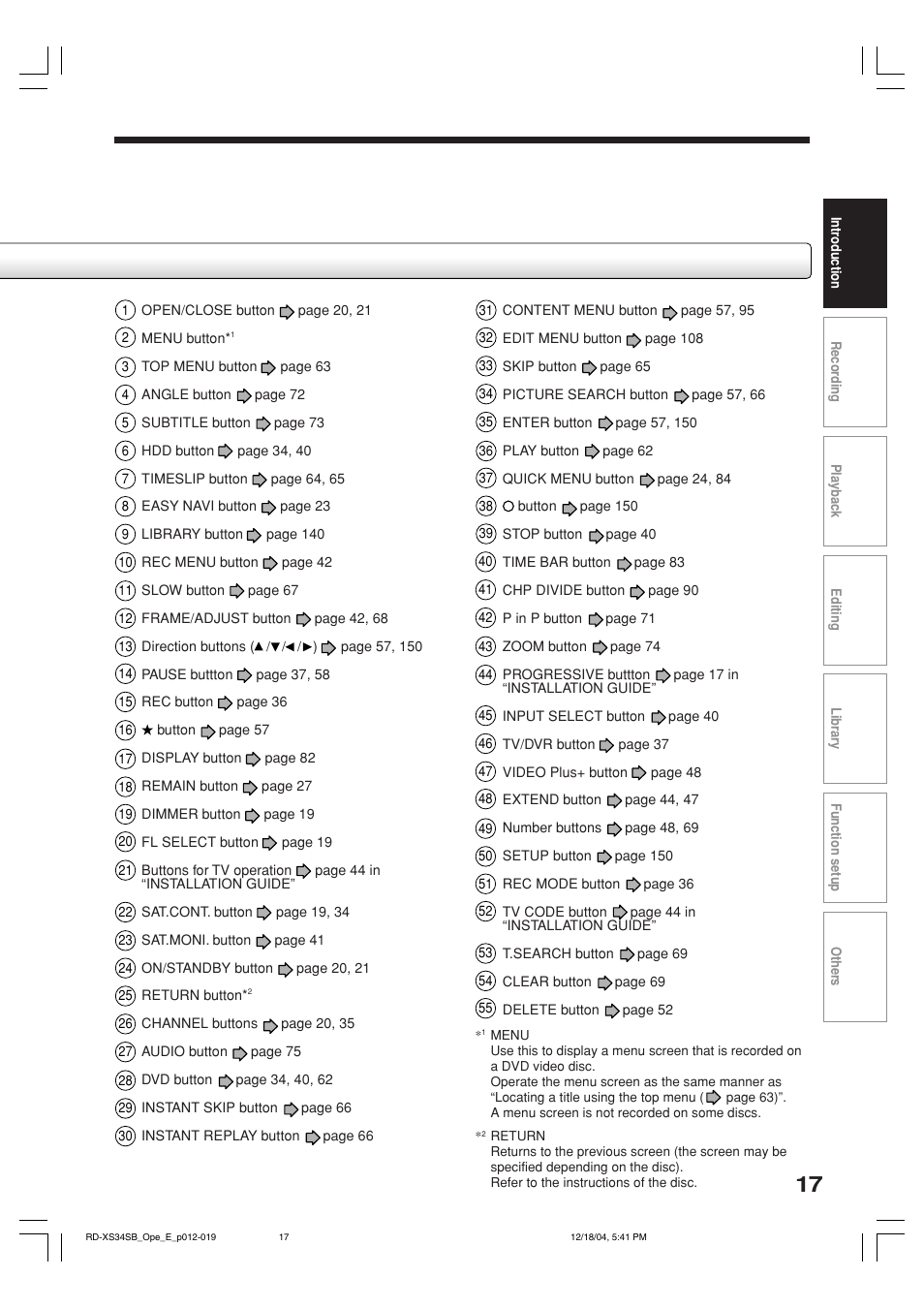 Toshiba RD-XS34SB User Manual | Page 17 / 86