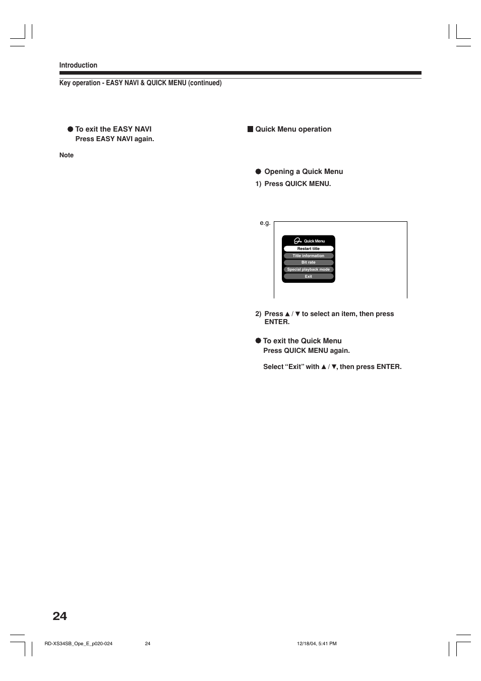 Toshiba RD-XS34SB User Manual | Page 24 / 86