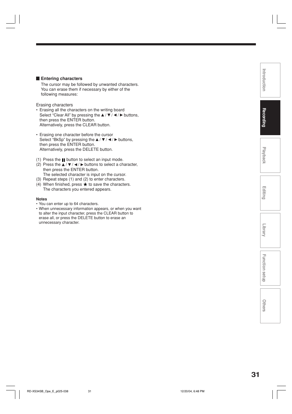 Toshiba RD-XS34SB User Manual | Page 31 / 86