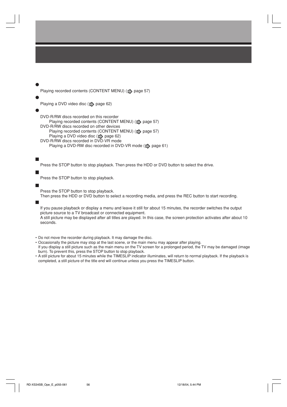 Information on playback | Toshiba RD-XS34SB User Manual | Page 56 / 86