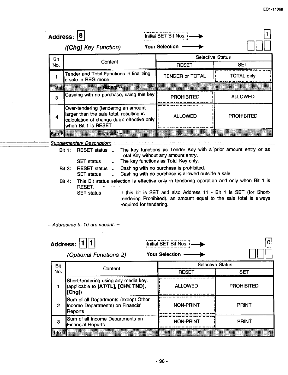 Address, Ohg] key function), Optional functions 2) | Toshiba TEC MA-305-100 User Manual | Page 100 / 128