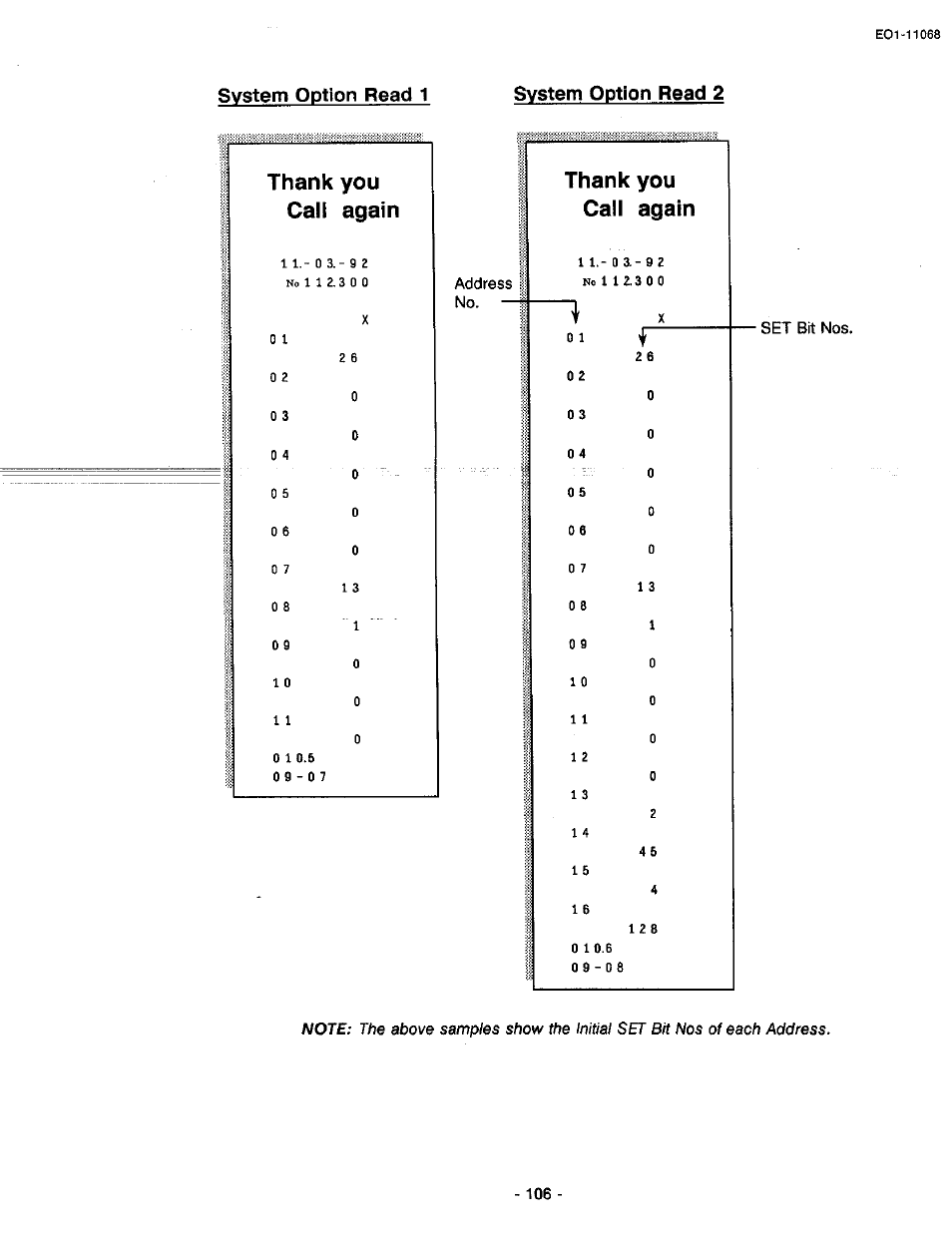 System option read 1, System option read 2, System option read 1 system option read 2 | Toshiba TEC MA-305-100 User Manual | Page 108 / 128