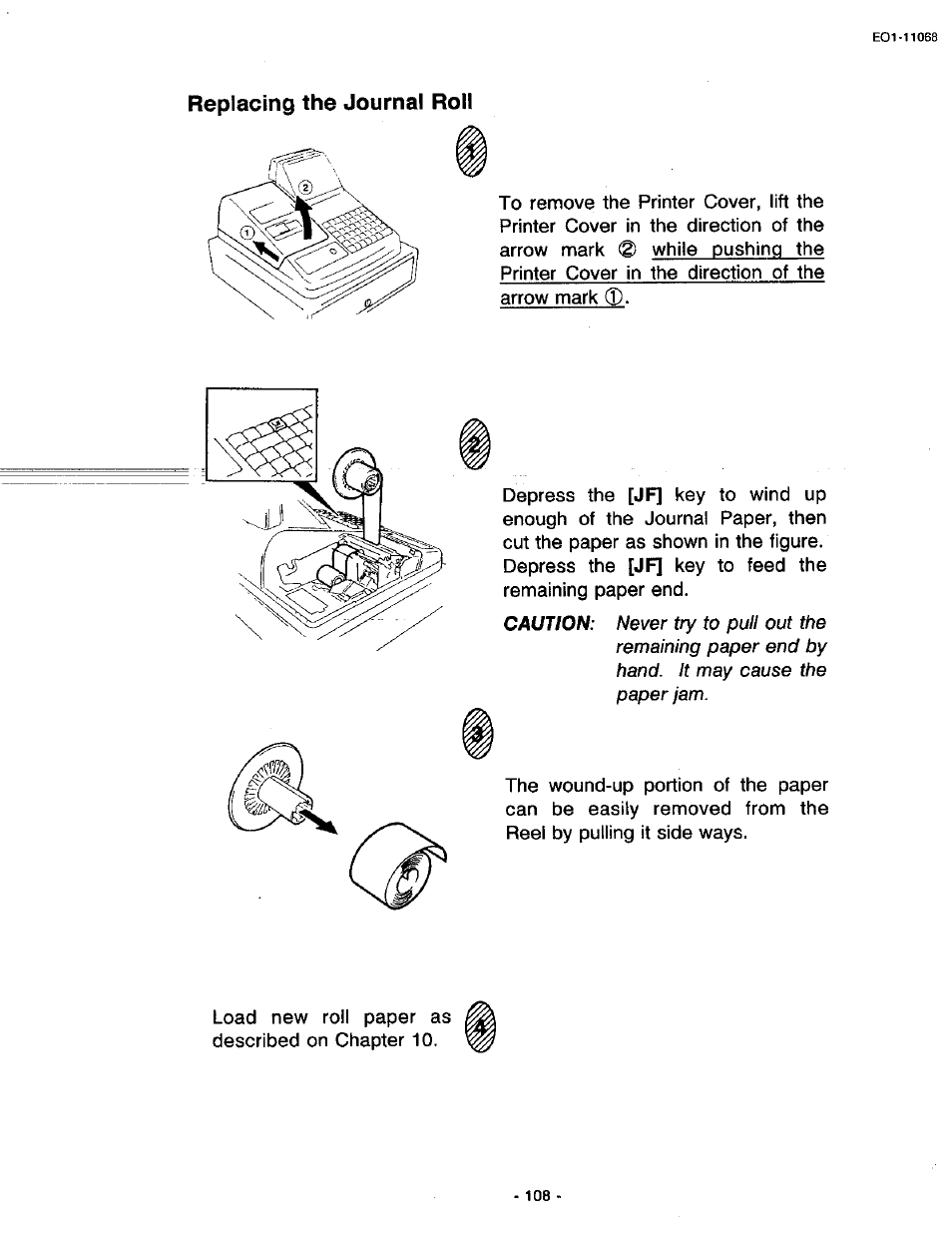 Replacing the journal roll | Toshiba TEC MA-305-100 User Manual | Page 110 / 128