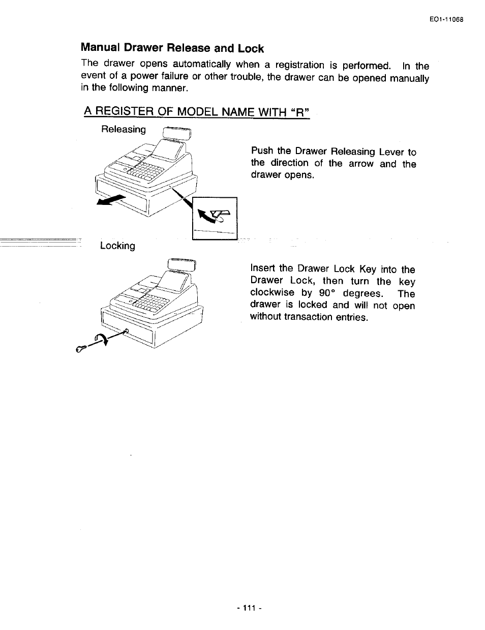 Manual drawer release and lock | Toshiba TEC MA-305-100 User Manual | Page 113 / 128