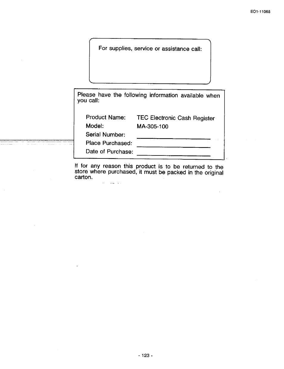 Toshiba TEC MA-305-100 User Manual | Page 125 / 128