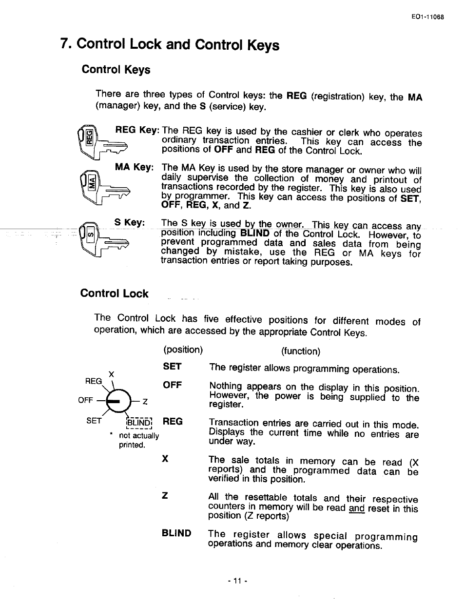 Control lock and control keys, Control keys, Control lock | Toshiba TEC MA-305-100 User Manual | Page 13 / 128