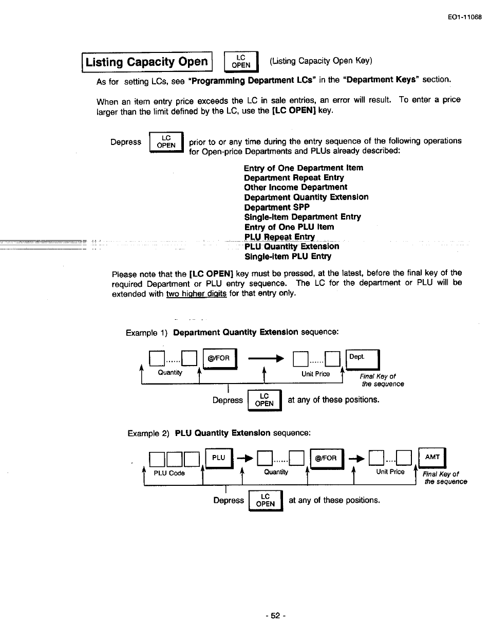 Listing capacity open | Toshiba TEC MA-305-100 User Manual | Page 54 / 128