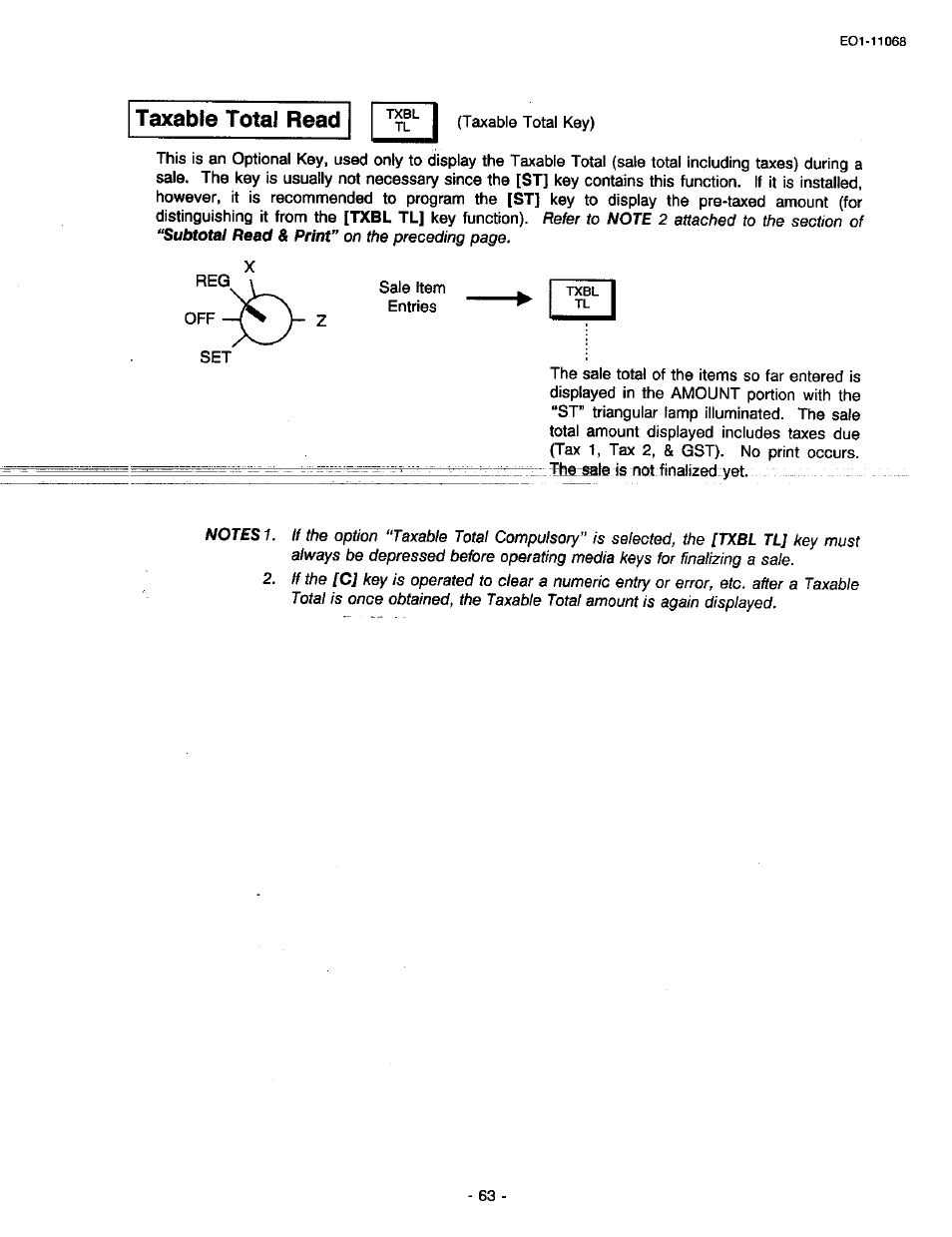 Taxable total read | Toshiba TEC MA-305-100 User Manual | Page 65 / 128