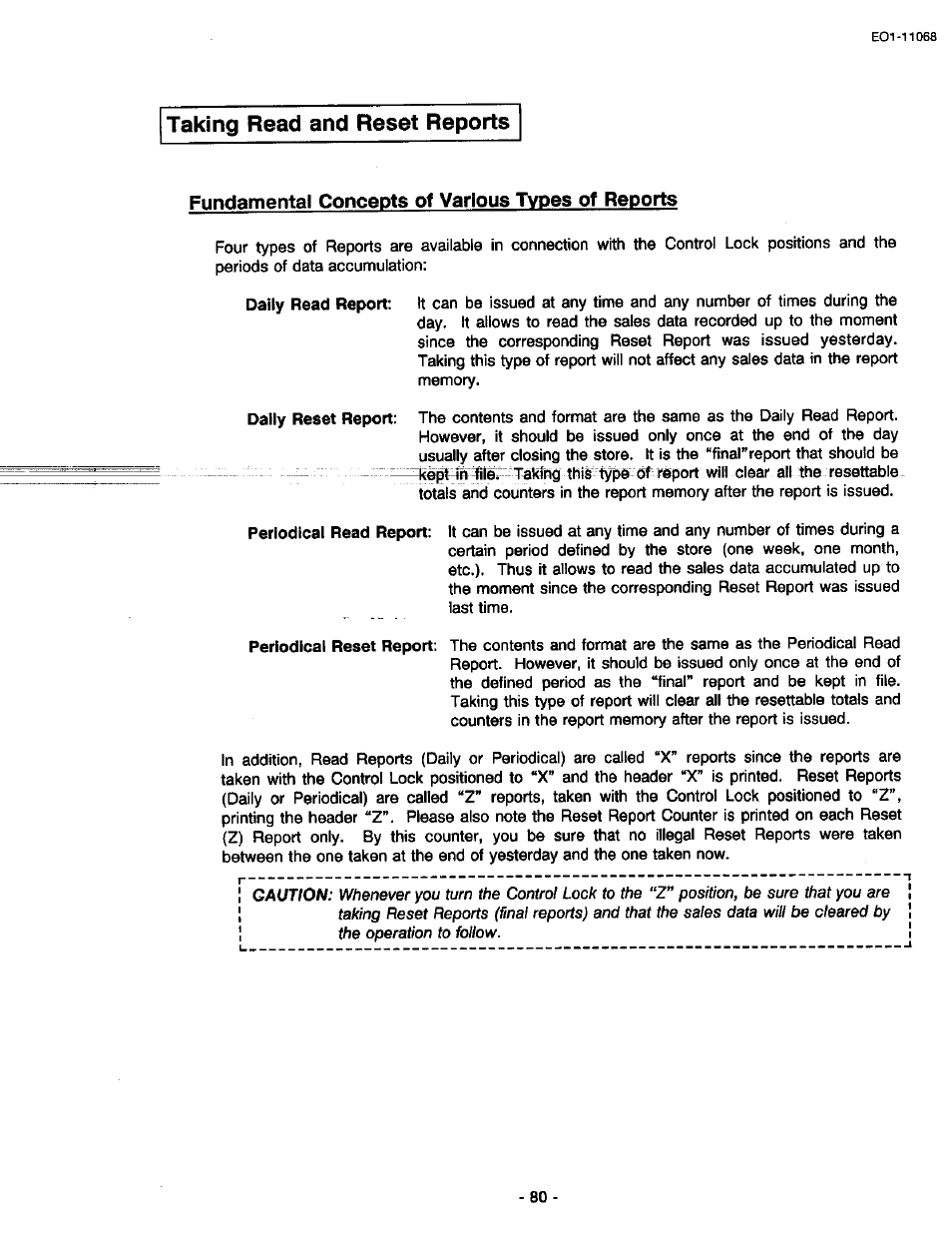 Taking read and reset reports, Fundamental concepts of various types of reports | Toshiba TEC MA-305-100 User Manual | Page 82 / 128