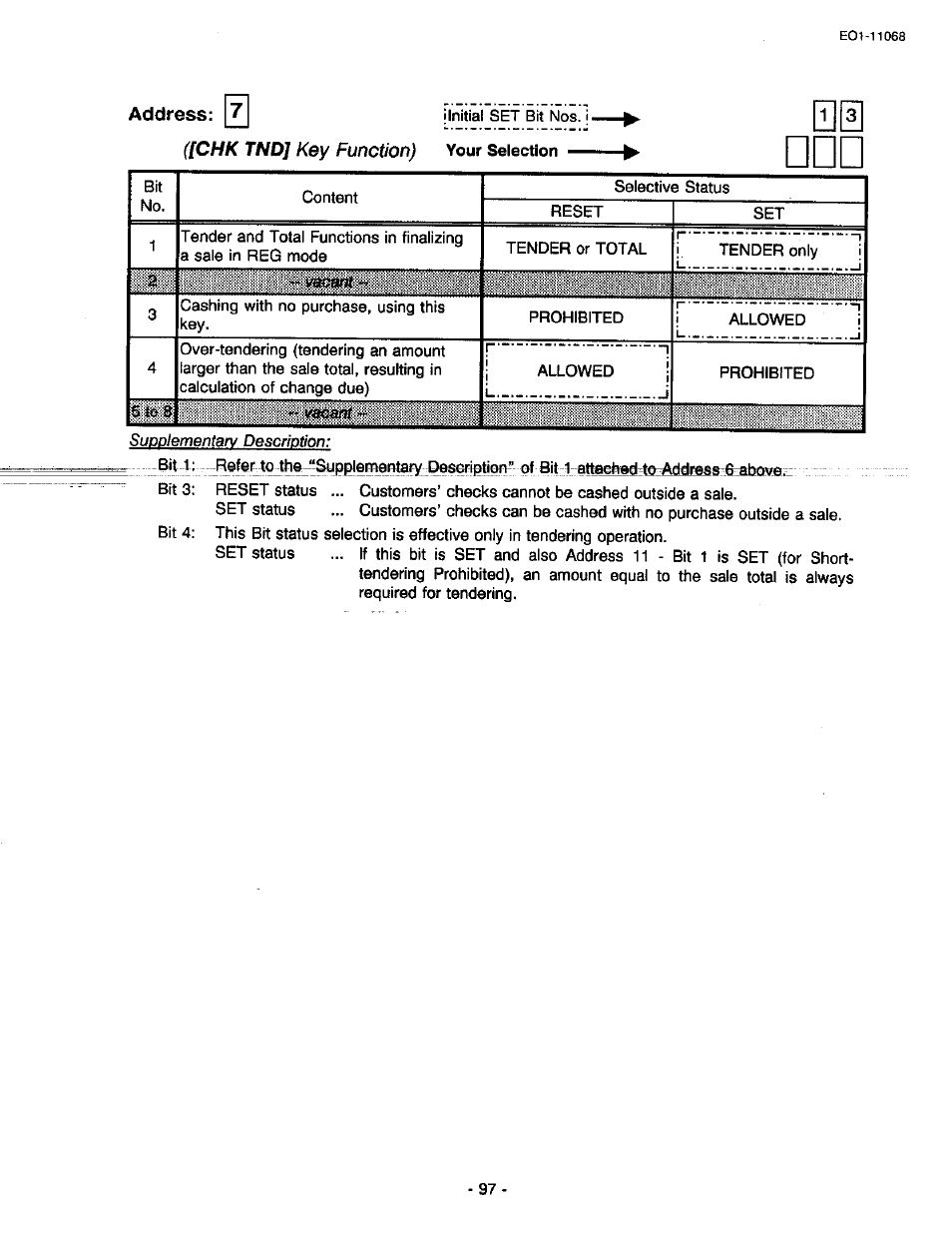 Key function), Chk tnd, Address | Toshiba TEC MA-305-100 User Manual | Page 99 / 128