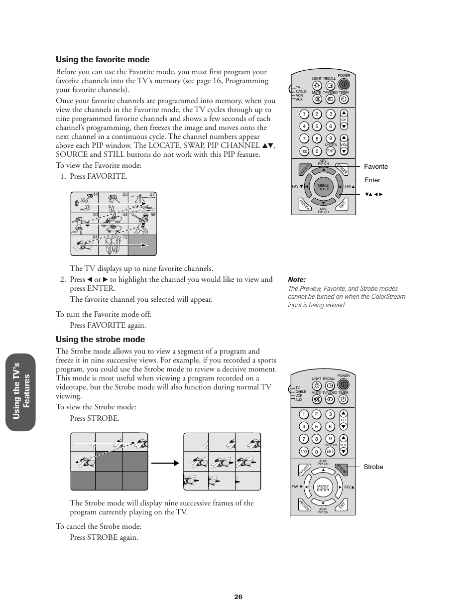 Using the strobe mode | Toshiba CN32V71 User Manual | Page 32 / 46