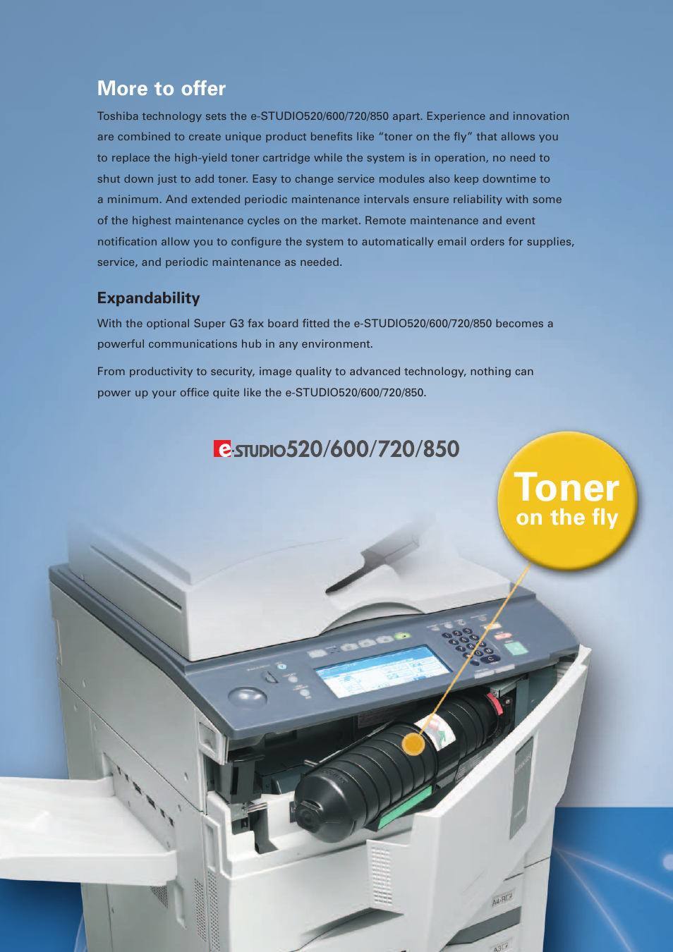 Toner, On the fly, More to offer | Toshiba 600 User Manual | Page 7 / 8