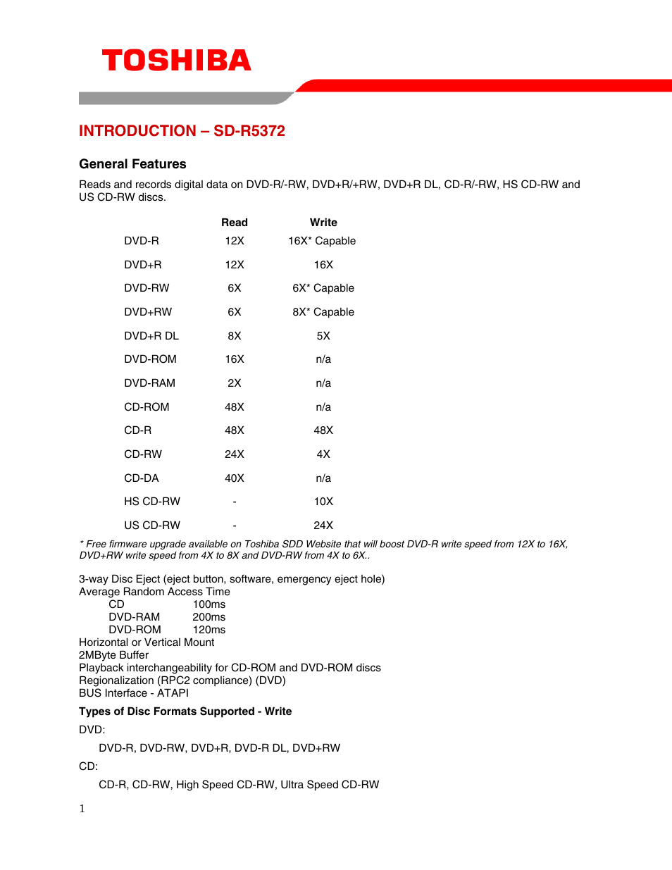 Introduction – sd-r5372 | Toshiba SD-R5372 User Manual | Page 3 / 18