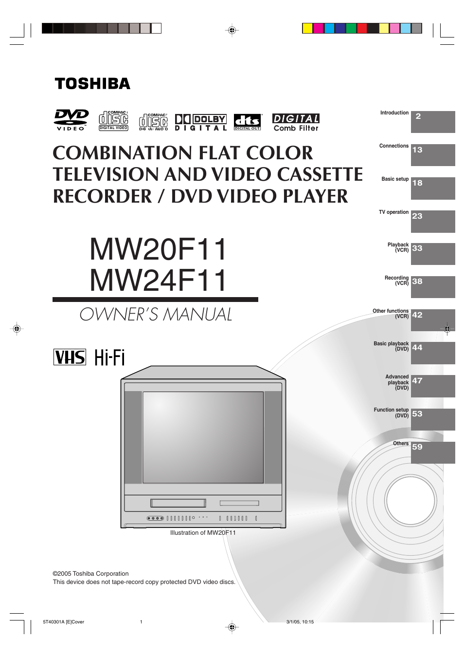 Toshiba MW24F11 User Manual | 68 pages