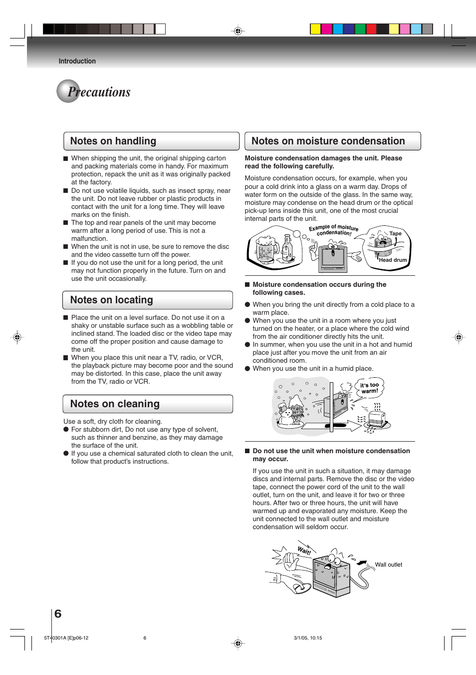 Precautions | Toshiba MW24F11 User Manual | Page 6 / 68